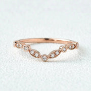 0.20CTW Round Brilliant Cut Curved Vintage Style Moissanite Wedding Band Mapple Gems